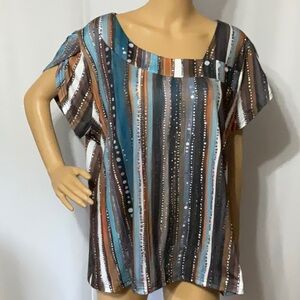 Saukole Chic Multicolor Striped Women's Blouse Size 2XL NWT